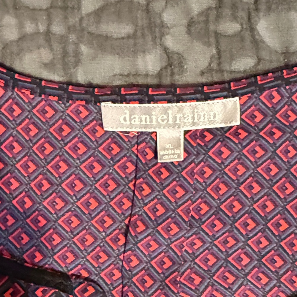 Daniel Rainn Red Patterned Geometric Blouse - image 2